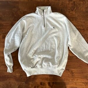 Light Gray Half Zip Polo Sweatshirt